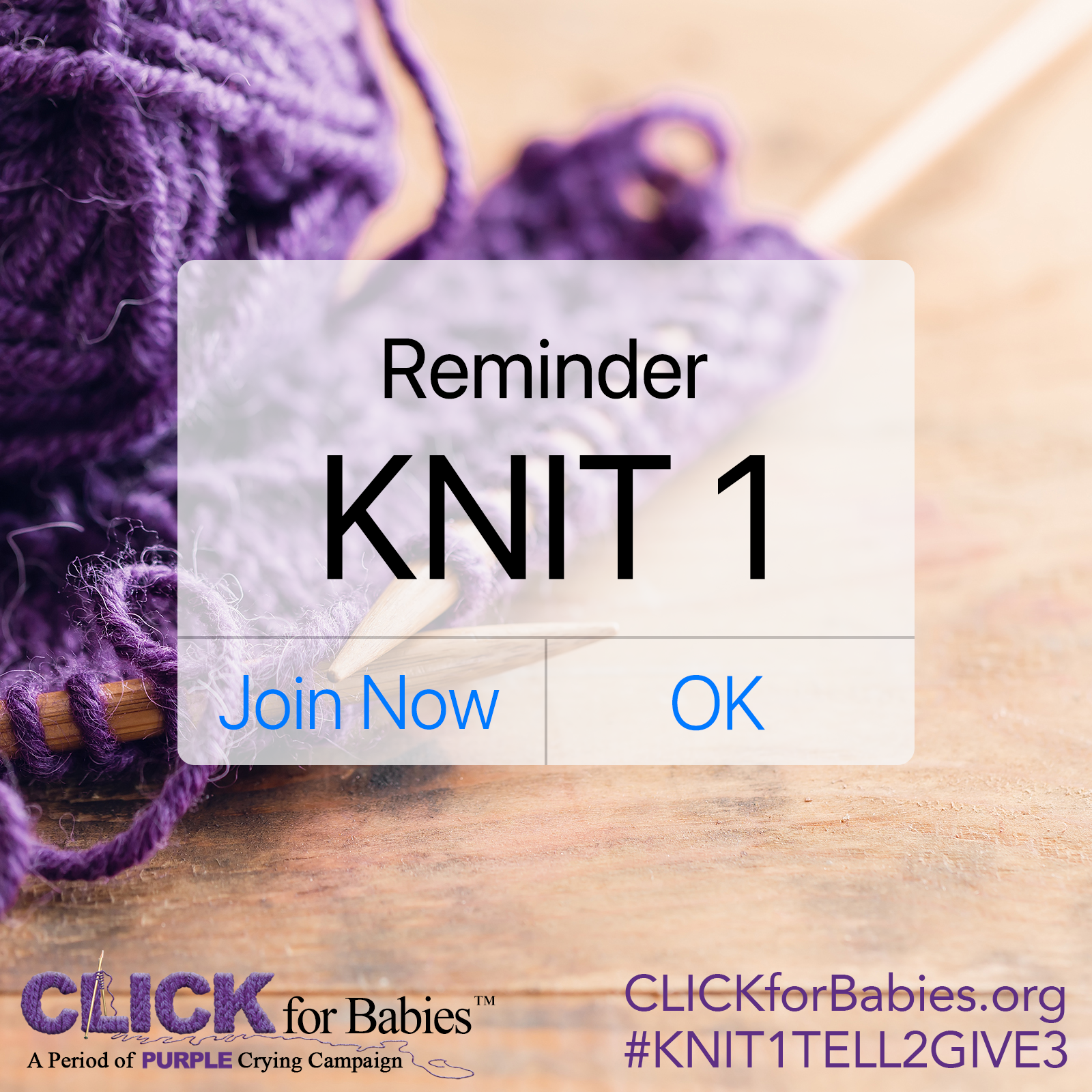 2023 click for babies knit 1 square graphic